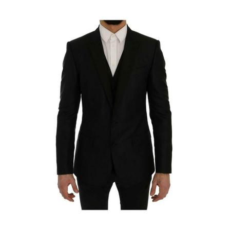 Dolce & Gabbana, Martini Silk Blazer Jacket Zwart, Heren, Maat:L,polyester