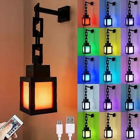 Pixeleret Natlampe - 16-farvet RGB Fjernbetjening, USB-genopladeligt Design, Kostume-FX,A