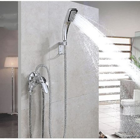 Dusjbatteri for veggmontering, ettgreps blandebatteri i messing for baderom, kaldt og varmt vann, krom