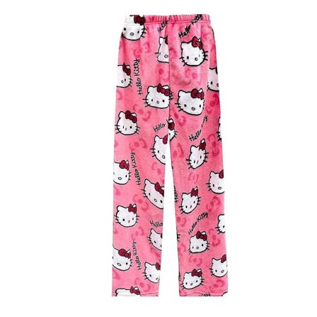 Kawaii Pyjamas til Kvinder Piger Tegneserie Hellokitty All Over Print Flanel Jul Anime Bløde Sovende Pyjamas Bukser-Perfekt