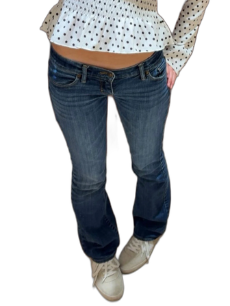 Abercrombie & Fitch blå mörkblå marinblå jeans låg midja Lågmidjade bootcut flare populär trendig vintage rare