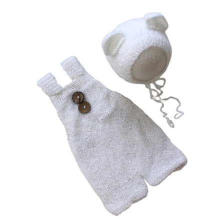 Baby Björnhatt Kostym Nyfödda Fotorekvisita Baby Mössa Spädbarnsfotodräkt Virkad Jumpsuit
