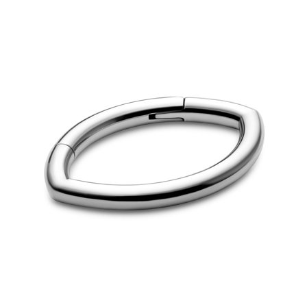 10 mm Silver-Tone Titanium Oval Piercing Ring for Men - Piercing jewellery