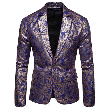Herr One Button Paisley Tuxedo Jackor Slim Fit Blazers Jacka