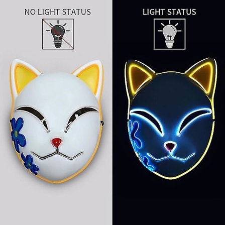 Demon Slayer Kimetsu Led Mask Rekvisitter Sabito Halloween Fest Lysmasker Til Voksen