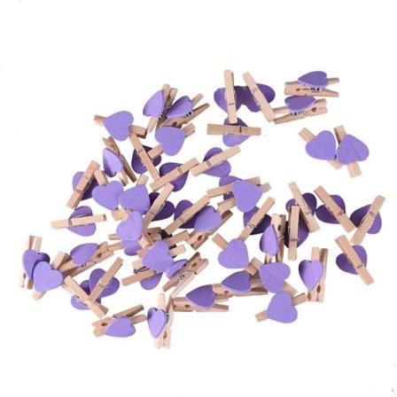 Paket med 50 klädnypor, mini hjärtformade klädnypor, fotoklämmor
