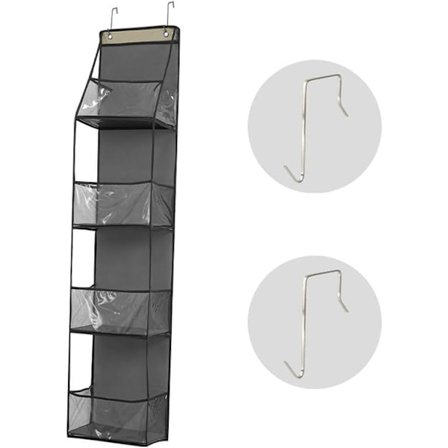 Hængende opbevaringsreol til garderobeskabsdør - 4 rum og 4 lommer, velegnet til opbevaring af babyartikler, opbevaring i pigeværelser og opbevaring 