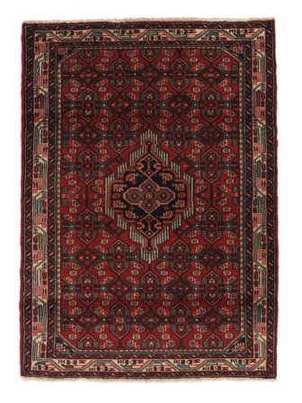 Hamadan Teppe Håndknyttet 108X150 Svart/Mørk Rød Persia