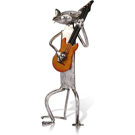 Metal skulptur af kat med guitar - figurgaver til Thanksgiving