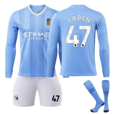 24 Manchester City hemma fotbollströja för vuxna sätter höstvintern 175-180cm#No.47 L#with socks