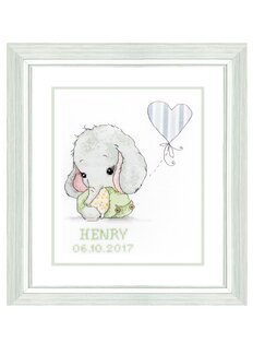 Stickpackung Bild Geburt/Taufe Elefant Grün Blau