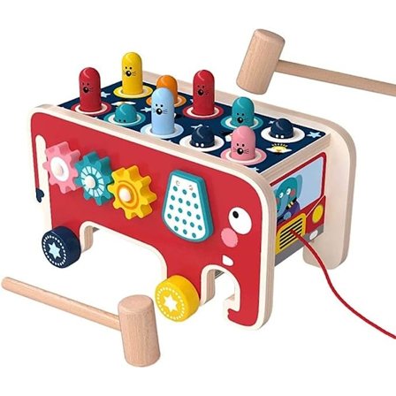 Træhammer- og hamre legetøj, trælegetøj til 1 år gamle w