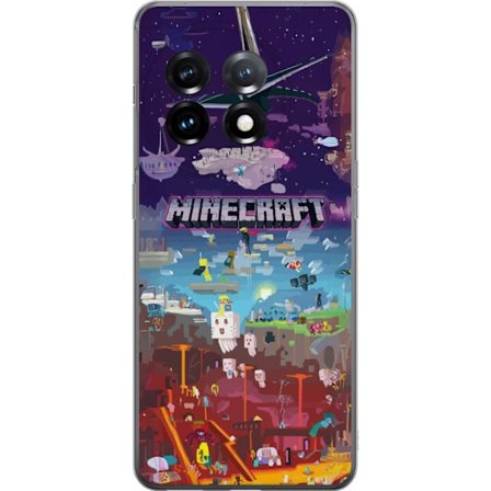 Kompatibelt Mobildeksel til OnePlus OnePlus 11R Minecraft verden med eventyrkarakterer og ikoniske omgivelser, fargerike blokkmotiver