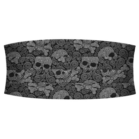 Zijden cumberband met schedel met zwart en grijs paisleymotief voor mannen - Cumberbanden