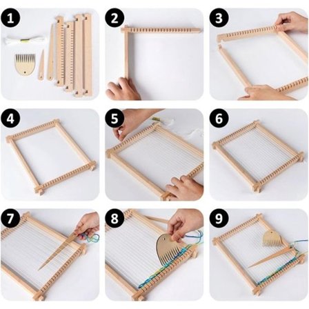 ING Kudontasarja, 9*11 tuuman puinen kangaspuu - käsintehty puinen kudontasarja