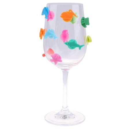 12 stk/ sæt Silikon Havdyr Vinglas Markører Drikkecups