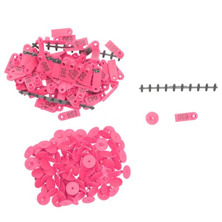 Nummererte øremerker Merker Etiketter for sau geiter Gård Dyr Husdyr Fôringsrekvisita Rose Pink