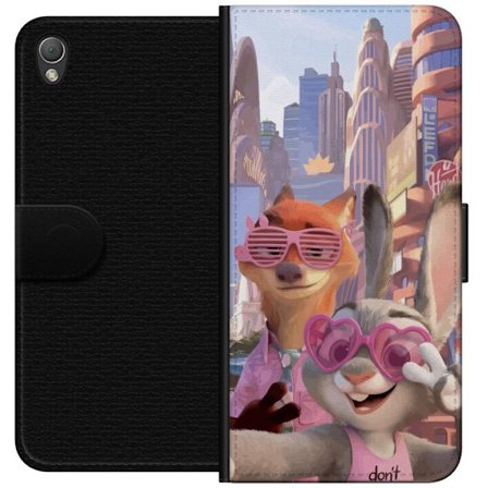 Kompatibelt Lommeboketui til Sony Sony Xperia Z3 Animerede dyr i et solfylt bymiljø med rosa solbriller og en positiv melding i en fargerik feel-good