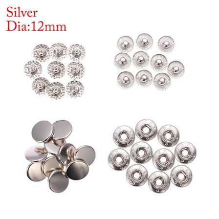 10 sæt (40 stk) Trykknapper Fastgørelseselementer Tryk på knappen SØLV