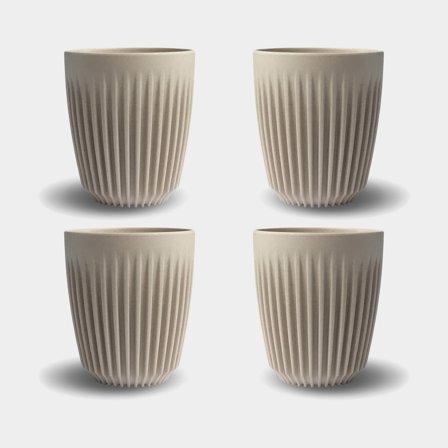Tazza da caffè HuskeeCup 8oz Natural, guscio di caffè riciclato, beige, 23.5 cl / 235 ml, confezione da 4