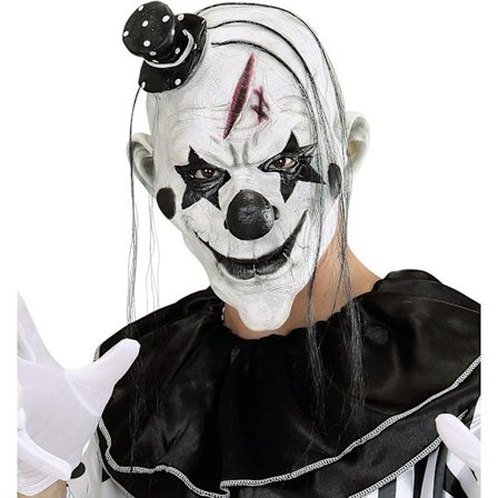 Killer Clown Maske med Hår og Mini Hat til Voksne(20*29cm)