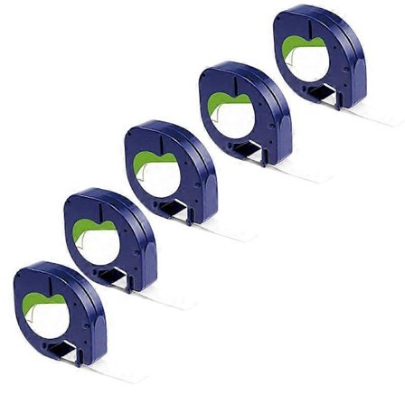 5 stk. Kompatibel etikettapeerstatning for Letratag Svart på hvit selvklebende papiretikettapemaker