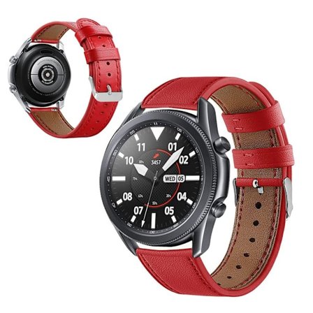 äkta läder klockarmband för Samsung Galaxy Watch 3 (41mm) - röd