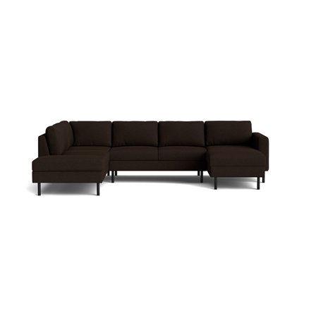 Oslo U-Form Sofa, rechts, Cona Dunkelbraun, moderne Wohnlandschaft mit Nozag-Federung, stilvolles Design für das Wohnzimmer, Höhe 77cm.
