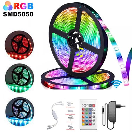 Dotpet LED-lampor 5m med 24-tangenters IR-fjärrkontroll LED-lampor för sovrum, 5050 RGB LED-remsor LED-lampor för rumsfestdekoration