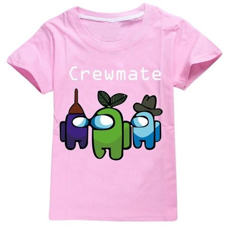 Among Us Spel Barn Pojke Flicka Kortärmad Crewmate T-shirt Tee Shirt Sommar Casual Toppar Pink 15-16 Years