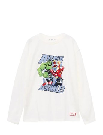Mango Superhero Cotton Marvel T-Shirt - White - 7-8