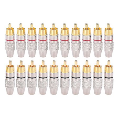 20 st RCA-pluggljud-videolåskabelkontakt guldpläterad ny