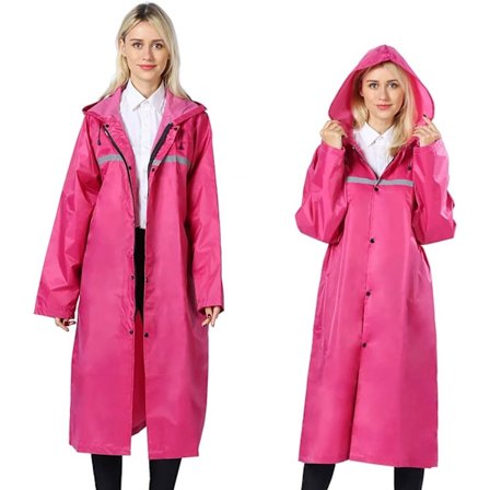 Voksen Regnjakke Lang Vandtæt Regnjakke Genanvendelig med Refleksbånd Letvægts Åndbar Voksen, XL