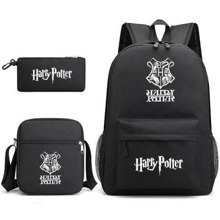 Børns Harry Potter Tredelt Skole Taske Trykt Stor Kapacitet Udendørs Rygsæk #2 (FMY) black