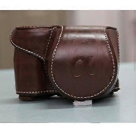 s0O Crazy Horse Fuld Krops Læder Beskyttelsesetui Kameratilbehør E0Q til Sony Alpha A6300 A6000 -