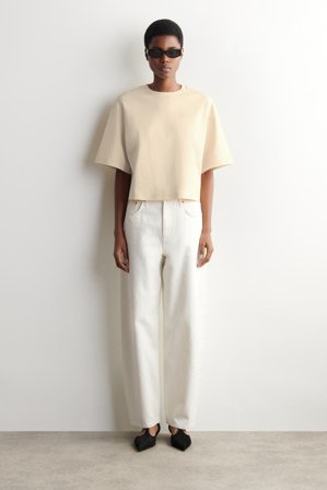 COS Women's Oversized Boxy Cotton T-Shirt in Beige