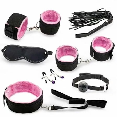 SM Bondage Sett Sex Håndjern Håndjern Pisk Tau Bind for Øynene Appell Leker Par Sex Pisk Nipple Clip Par Sex Leker