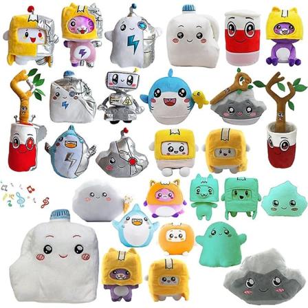 Musikaalinen maitolalunukki Hai puuämpäri Ei musiikkileluja Hämärässä hohtava Ghosty Plushie Baby Boxy/foxy Robot Plushie Nuket 20cmx24cm with music