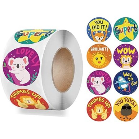 2500 kpl pyöreitä sarjakuvaeläintarran lapsille Opettajan palkintotarrat Koulutarvikkeet, Pieni eläin kannustinrulla Tarra Tarrat kouluun