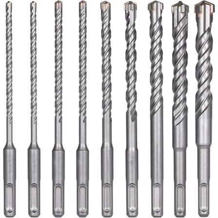 9-delt betonsborsæt (5 mm, 16 x 160 mm) - SDS-Plus til borehammer, kompatibel med mursten, sten og metal