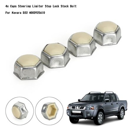 Areyourshop 4x Deksel Styringsbegrenser Stopp Lås Lager Bolt Sølvfarget Metall For Nissan Navara D22 400392S610 NCAPR20 Bil Autodeler