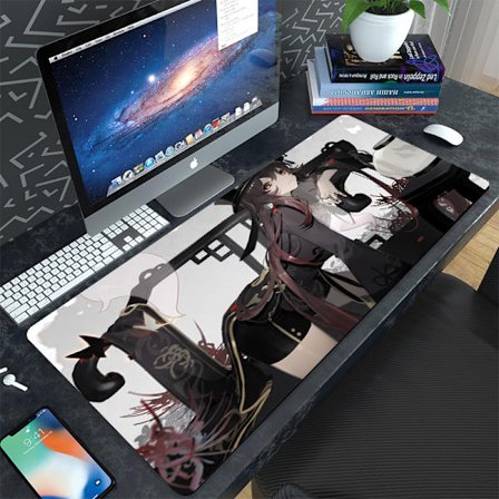Game Yuanshen tegneserie kontor tastatur computer skrivebordspude stort kreativt underlag vandtæt smudsafvisende fortykket musemåtte,400*900*3mm