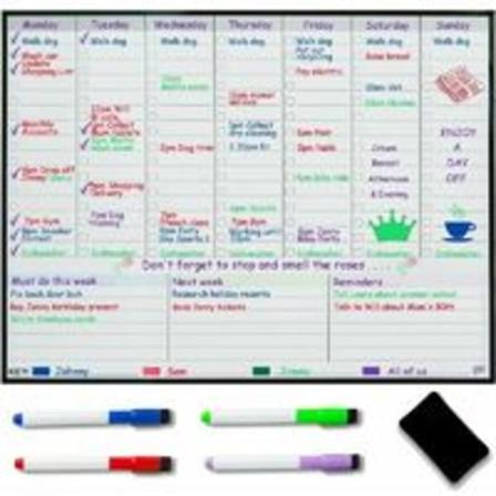 Magnetisk whiteboard för kylskåp - Veckoplanerare för måltider - Familjeplanerare - Suddgummi whiteboard - Organisera dig för att minska stress i ditt