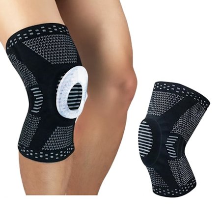 Kompression knæærme knæbøjle med sidestabilisatorer og patella gelpuder til knæstøtte