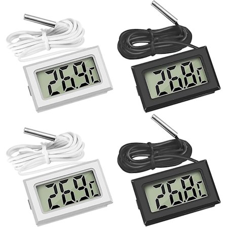 Mini digital LCD-termometer med temperaturføler (2x svart, 2x hvit)