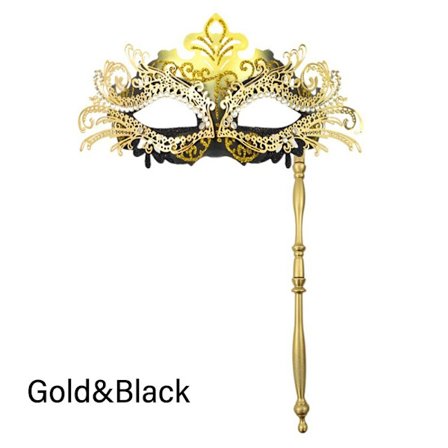 Naamiaisnaamio pitopuikolla GOLD&BLACK GOLD&BLACK