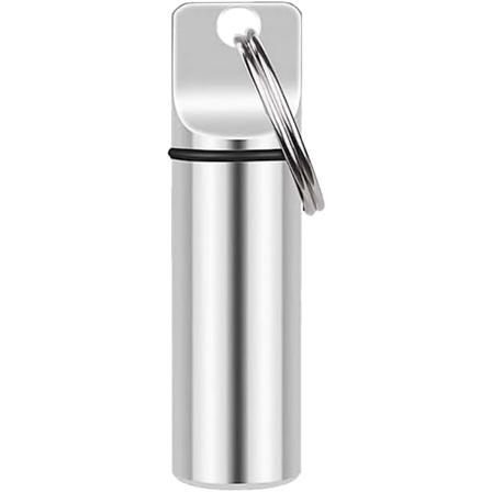 Vandtæt Aluminium Pilleboks, Pilleboks nøglering, Lomme Pilleetui, Bærbar mini Pillebokse, Bærbar Pillebeholder til Udendørs Rejser Silver