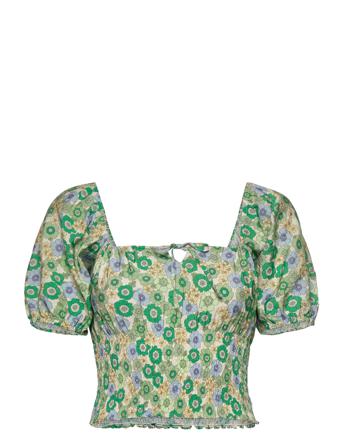 Entammy Ss Top Aop 6891 Crop Tops Short-sleeved Crop Tops Grön Envii