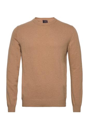 Valter Roundneck Strikkegenser M. Rund Krage Beige Oscar Jacobson*Betinget Tilbud