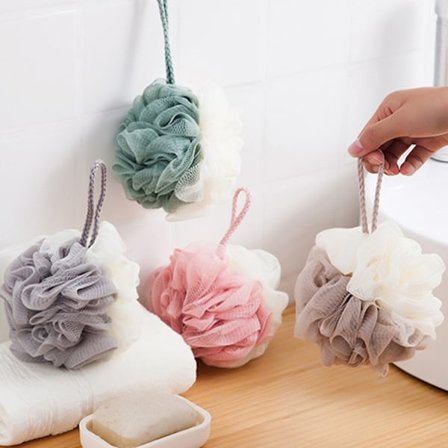 4 x Badesvamp, badeværelsestilbehør, badebold massagesvamp